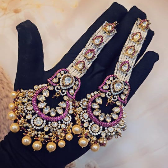 Kundan & pearl Chandbalis