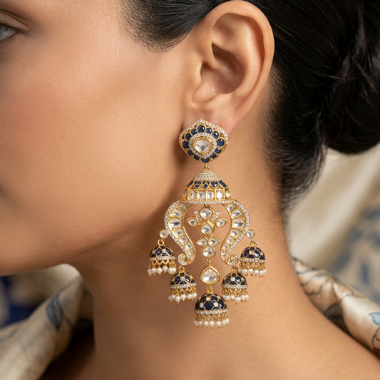 Blue   kundan Chandbalis