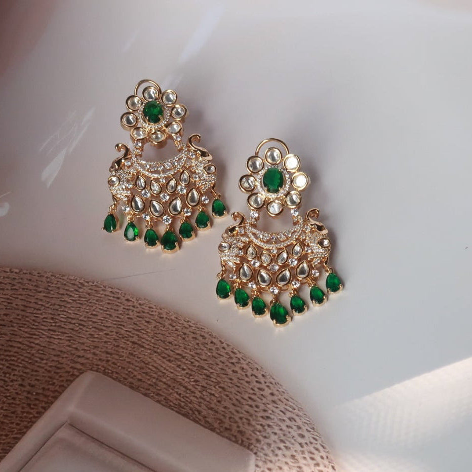 Emerald Aura Kundan Chandbali