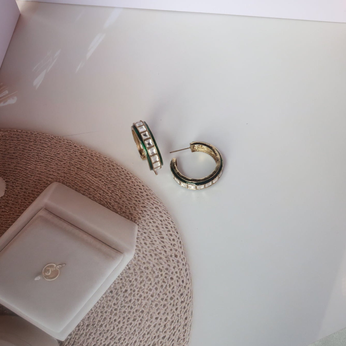 Heritage Square-Cut Kundan Hoops