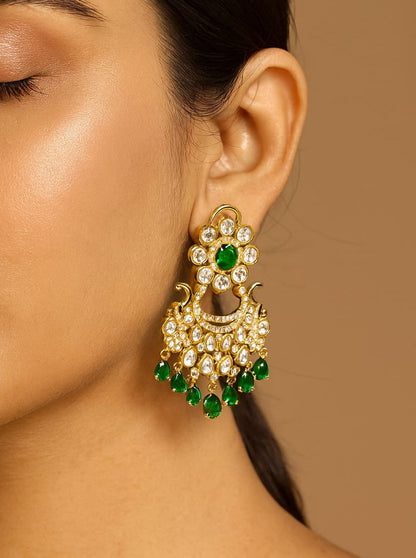 Emerald Aura Kundan Chandbali