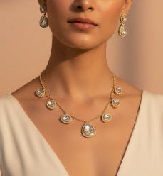 Elara Soft-Gold Kundan Set