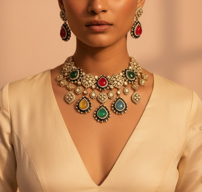 Maharani Heritage Polki Kundan Multicolour Set