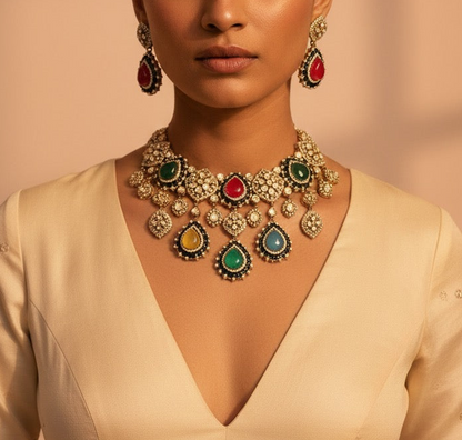 Maharani Heritage Polki Kundan Multicolour Set