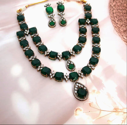 Emerald Double Layered Necklace