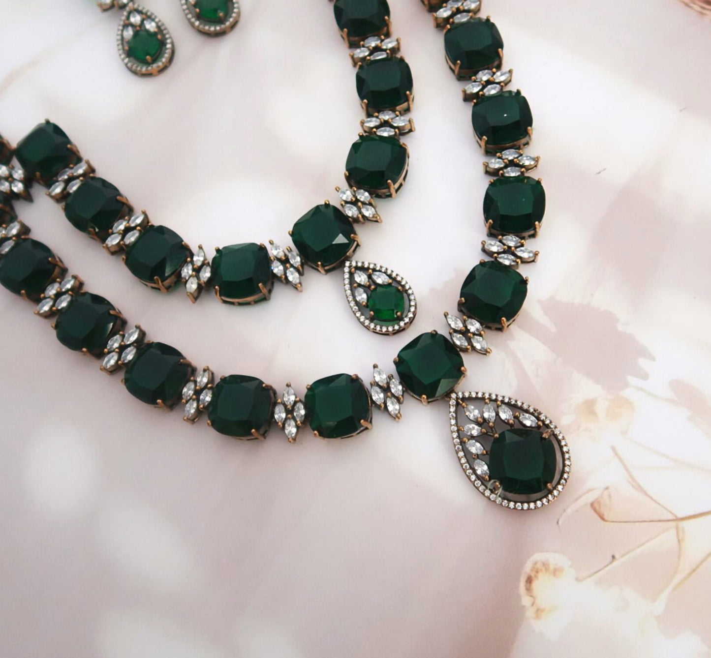 Emerald Double Layered Necklace