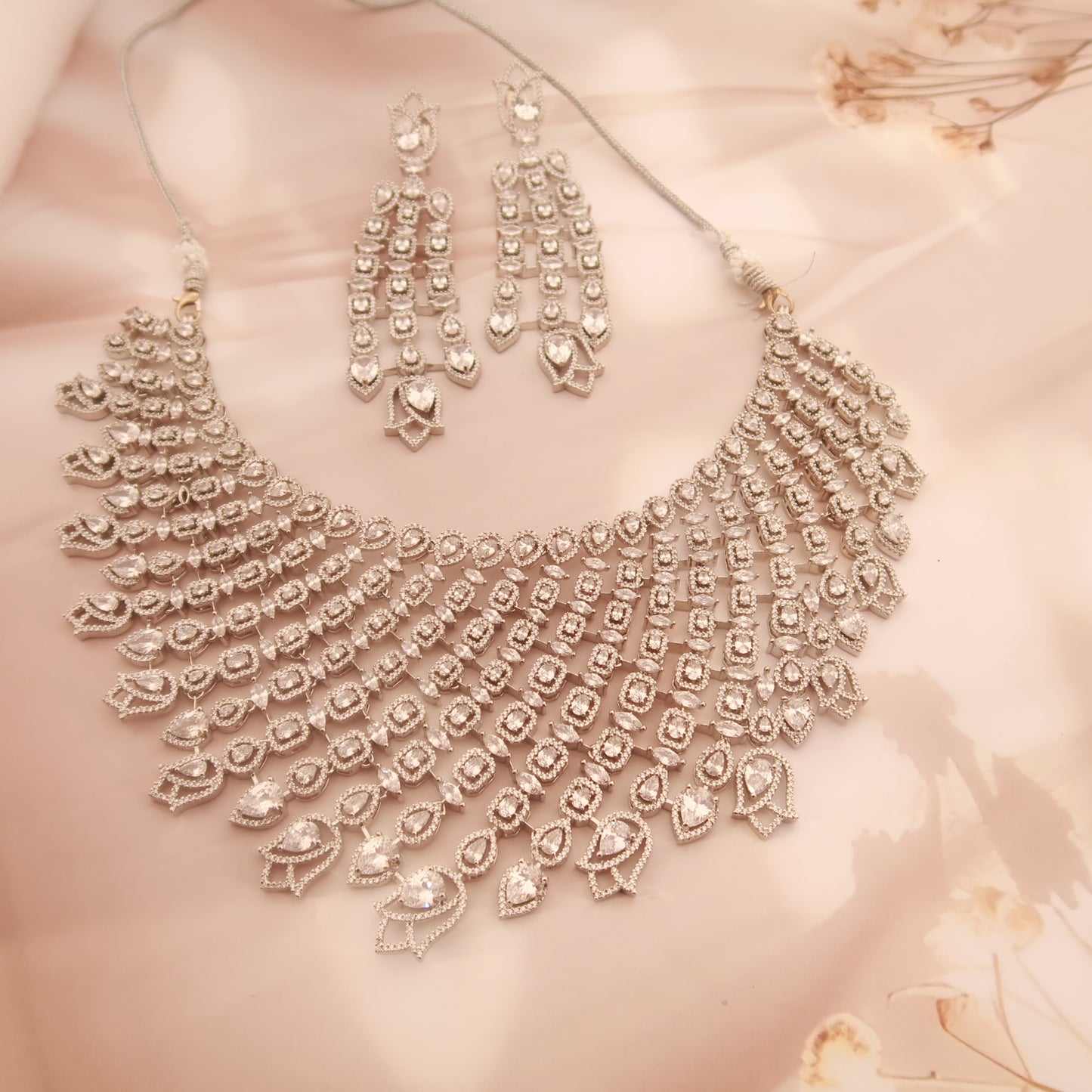 Radiant Cascade Diamond Necklace Set