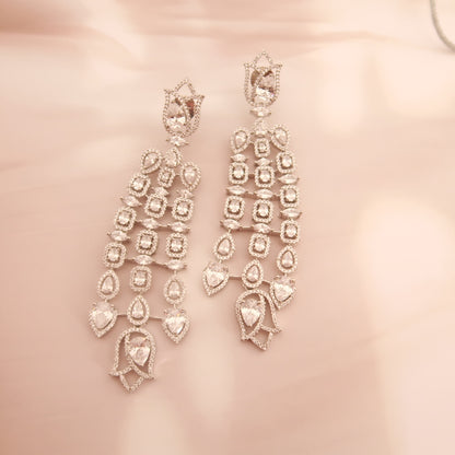 Radiant Cascade Diamond Necklace Set