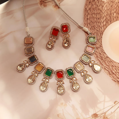 Multicolour Kundan Polki set