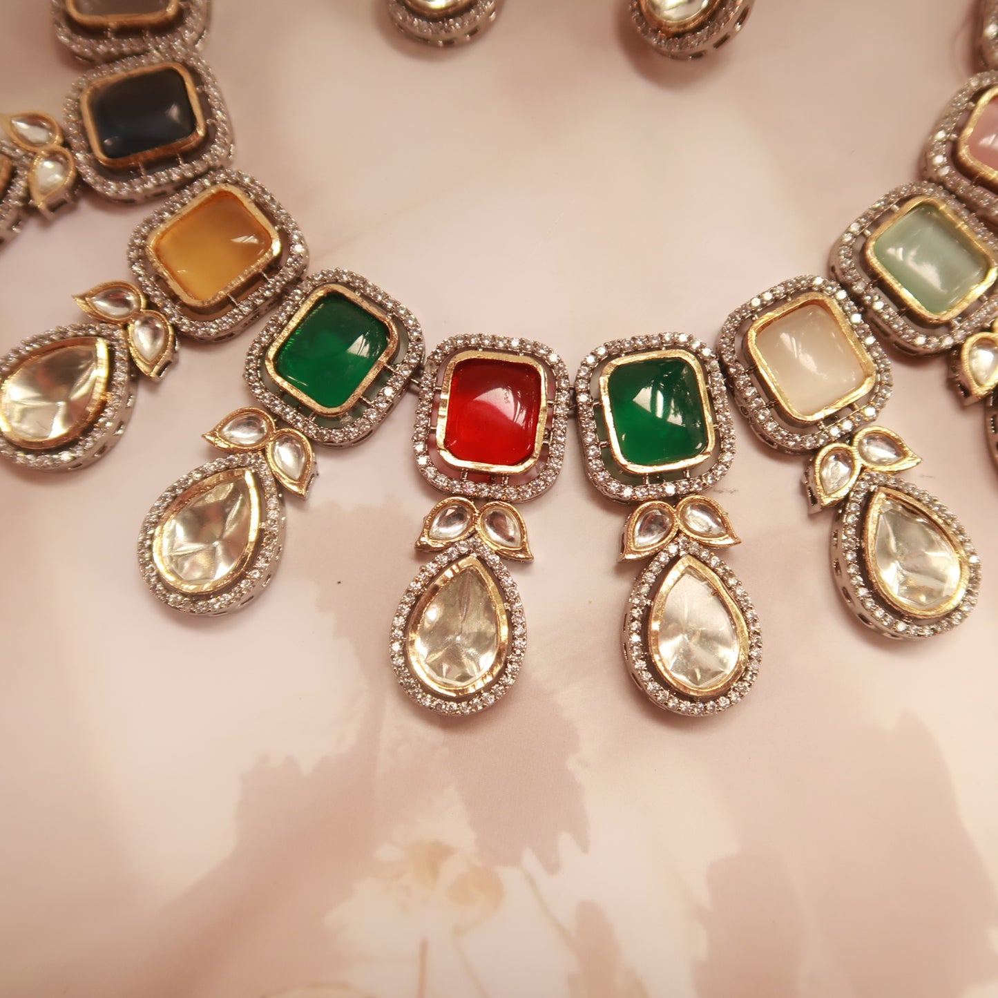 Multicolour Kundan Polki set