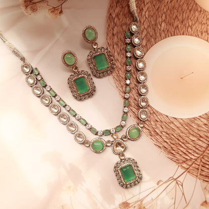 Aqua green polki Necklace