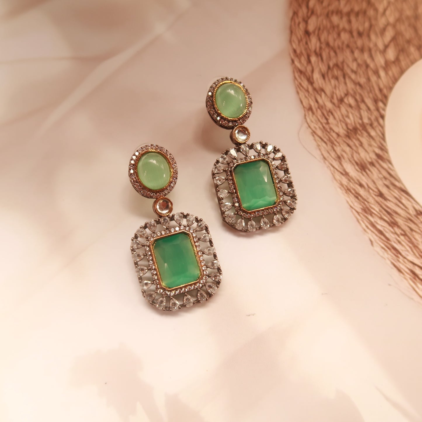 Aqua green polki Necklace