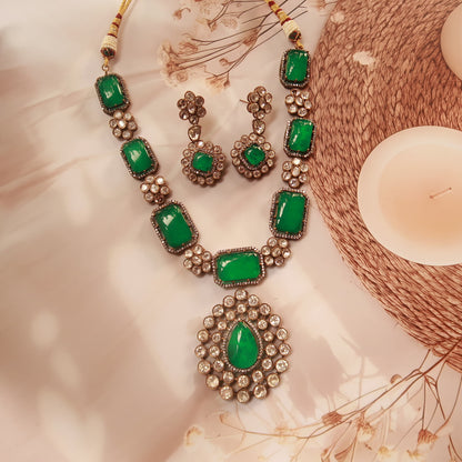 Emerald Moissanite Necklace with Doublet