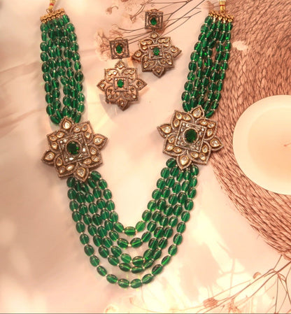 Emerald Bloom Kundan Long Set