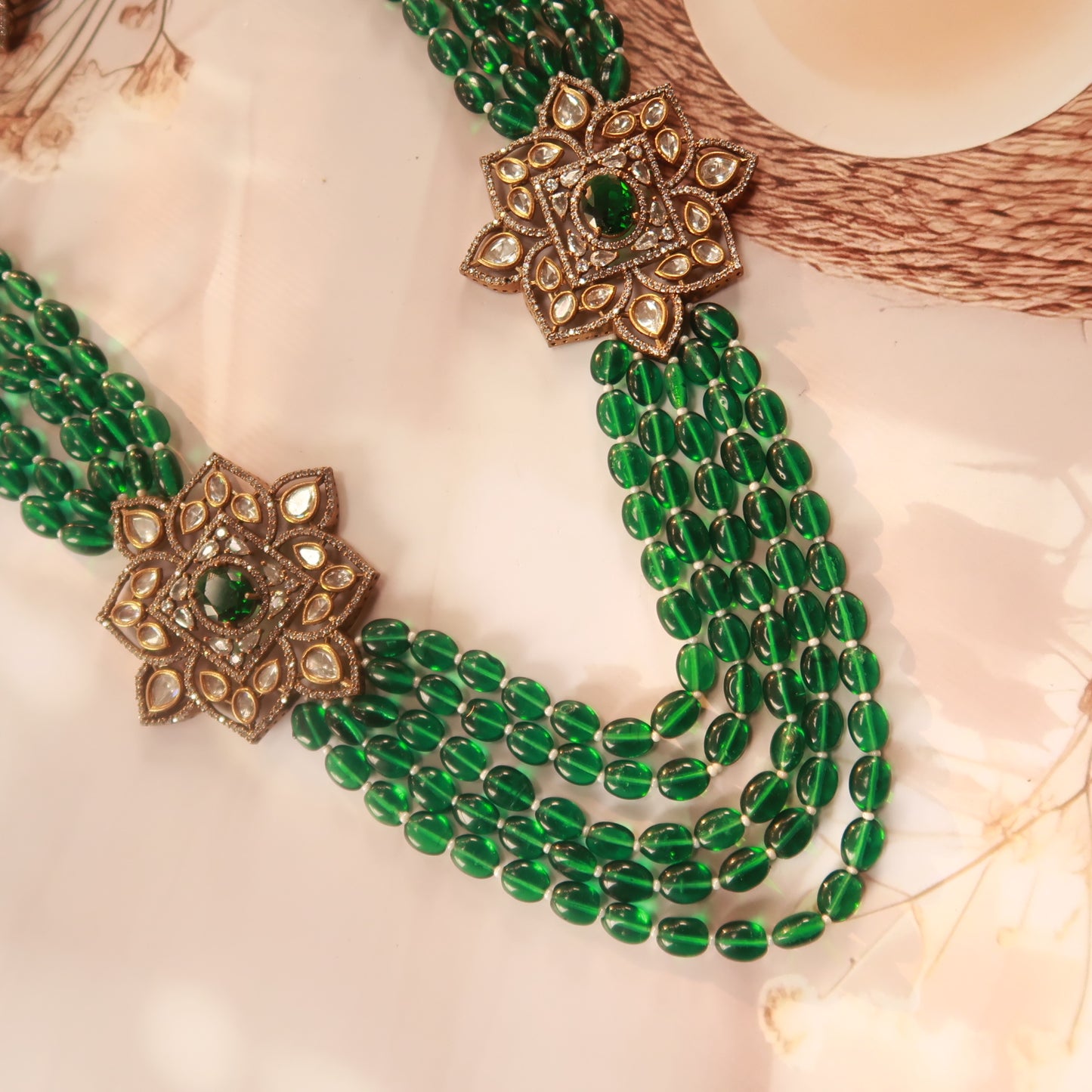 Emerald Bloom Kundan Long Set