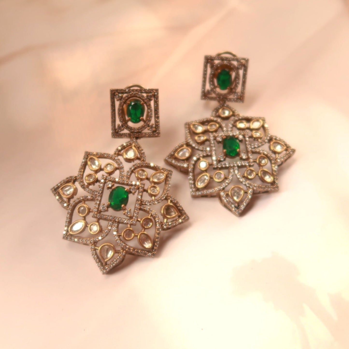 Emerald Bloom Kundan Long Set