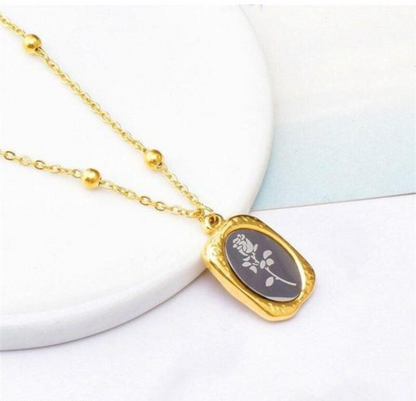 Vintage Rose Pendant Gold Necklace