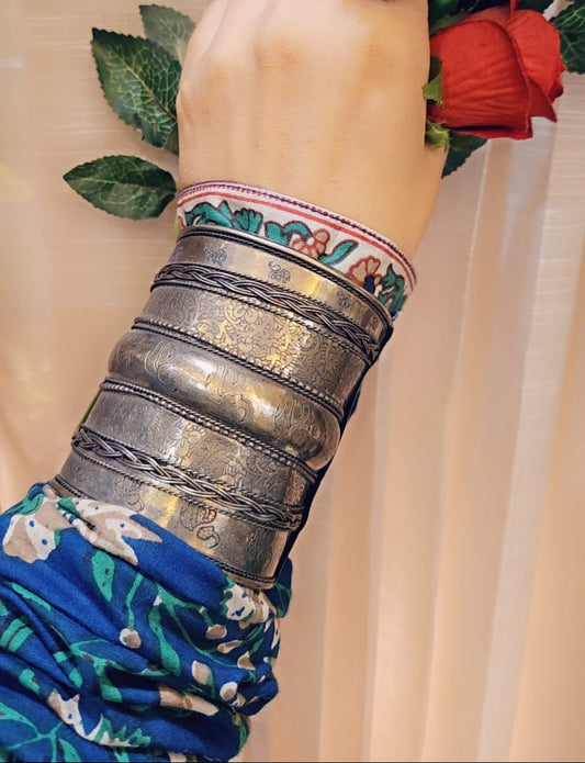 Vintage Oxidized Silver Cuff Bangle