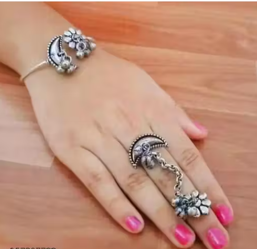 Oxidized bangle and ring combo