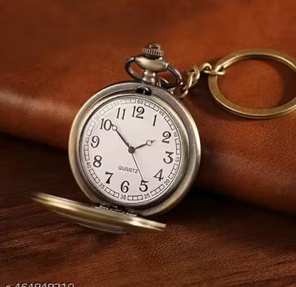 Vintage Analog Antique Pocket Watch Key Ring