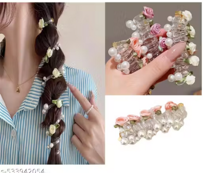 Elegant Pearl Flower Wire Hair Rubber Band