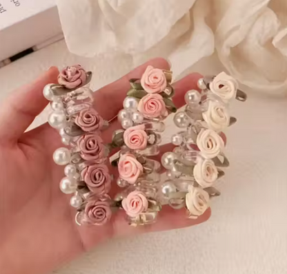 Elegant Pearl Flower Wire Hair Rubber Band