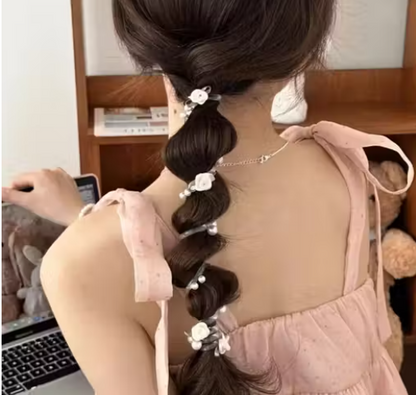 Elegant Pearl Flower Wire Hair Rubber Band
