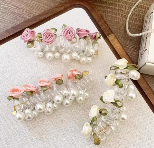 Elegant Pearl Flower Wire Hair Rubber Band