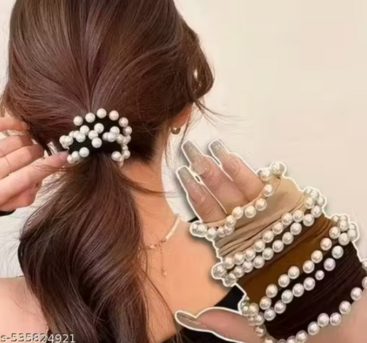 Elegant Pearl-Embellished Scrunchies