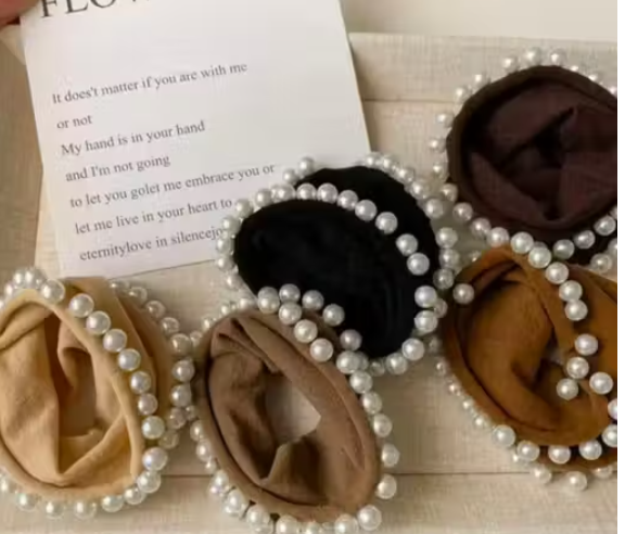 Elegant Pearl-Embellished Scrunchies