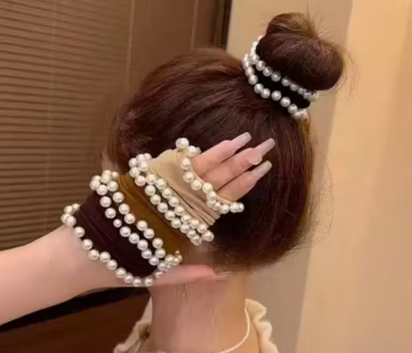 Elegant Pearl-Embellished Scrunchies