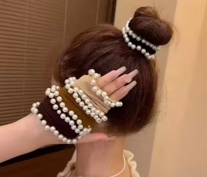 Elegant Pearl-Embellished Scrunchies