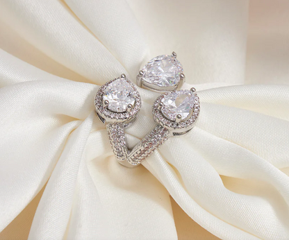 Triple Teardrop Diamond-Cut Statement Ring