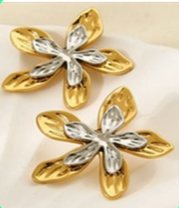 Dual-Tone Blossom Stud Earrings