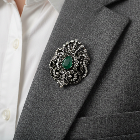 Emerald Bloom Vintage Brooch