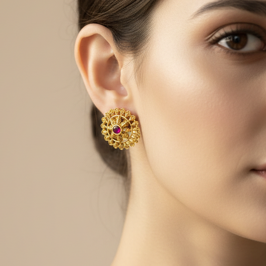 Sunburst Heritage gold Kundan Studs