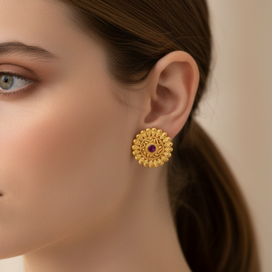 Floral Heritage gold Kundan Studs