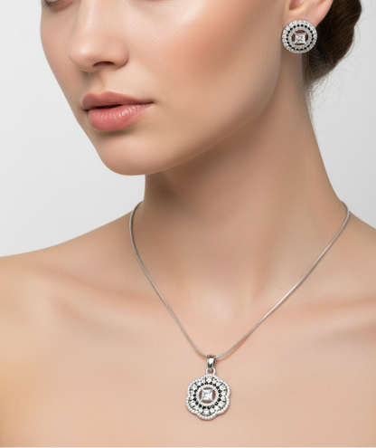 Flower shaped diamond pendent set I With Chain