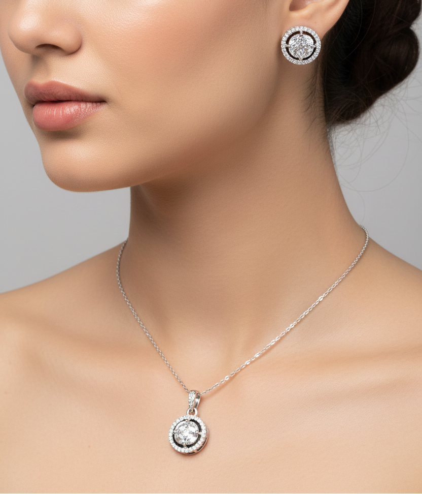 Solitaire Orbit pendant set I With Chain