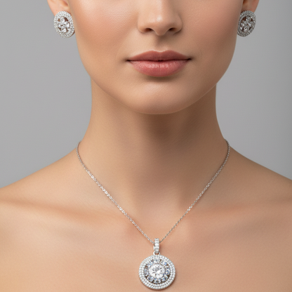 Pave flower diamond pendent set I With Chain