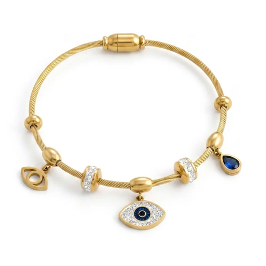 Gold Evil Eye Charm Bracelet  I Magnet Clasp