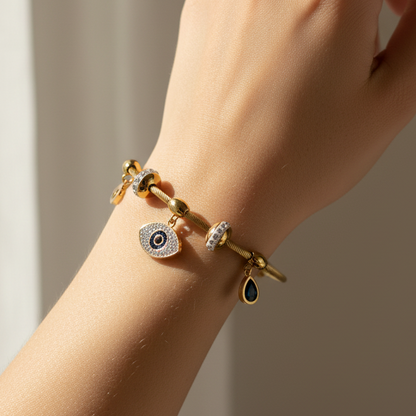 Gold Evil Eye Charm Bracelet  I Magnet Clasp