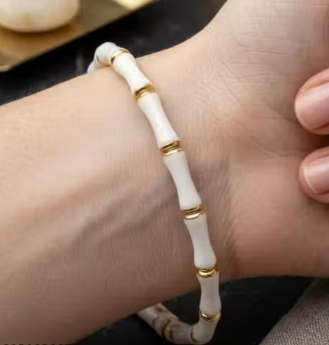 White gold Bamboo bangle