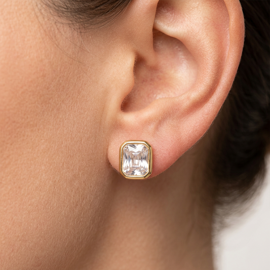 Square Diamond Clip-on Studs