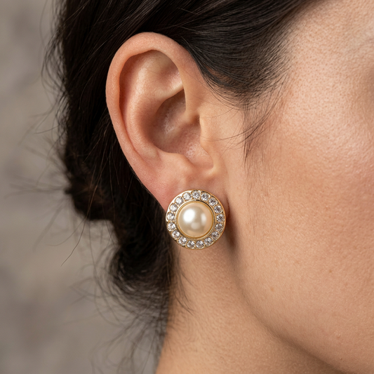 Pearl Diamond Clip-on Studs