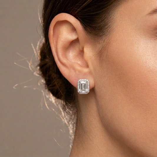 Rectangle  Diamond  Clip-on Studs