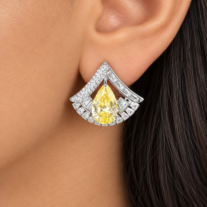 Fan Shape  Pendant Set | With Chain | Rhodium Plating I WG