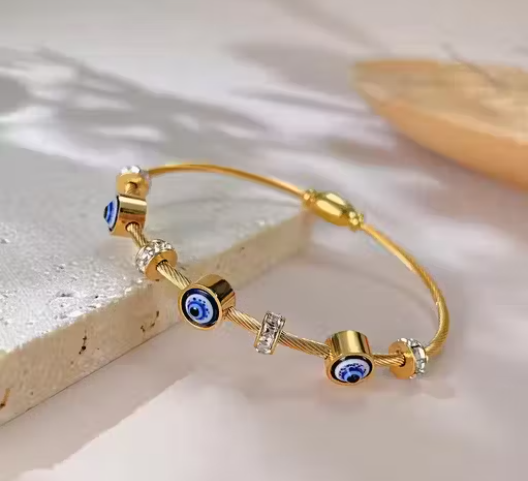 Evil Eye Anti-Tarnish Gold Bracelet