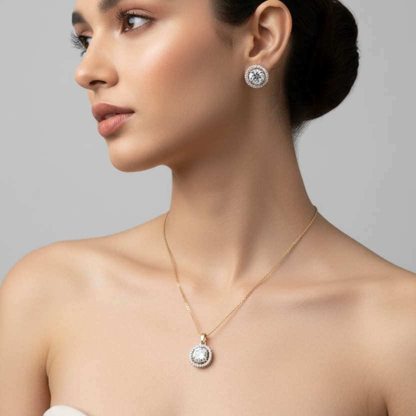 Solitaire Orbit pendant set I With Chain