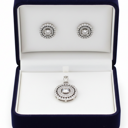 Pave solitaire diamond pendent set I With Chain
